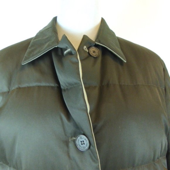 CALVIN KLEIN PUFFER reversible Brown Tan long COAT down filled L cozy - Picture 4 of 9